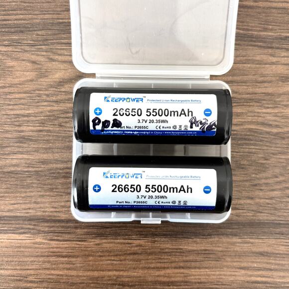 Keeppower 26650 Batteries Rechargeable 5500mAH 3.7V Button Top - Pack of 2 - Picture 2 of 2